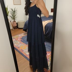 Fame and Partners Navy Tiered Maxi Dress Size 0P